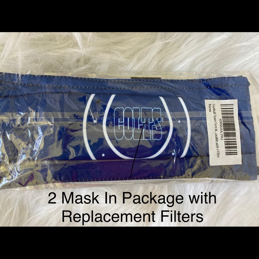 NFL team face covering. You’ll get 2 reusable mask with replacement filters.